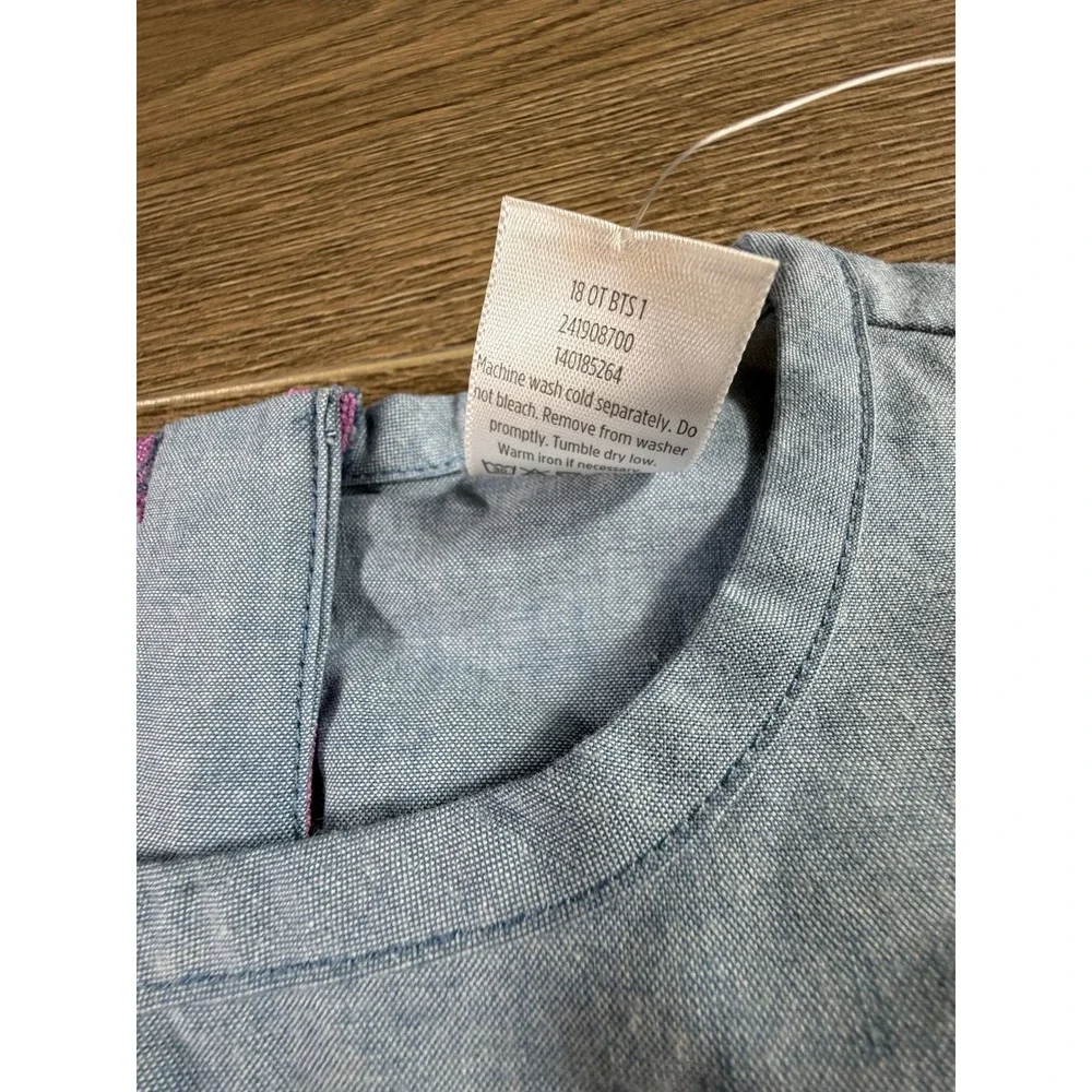Gymboree Girls Blue Chambray Shift Dress Short Sleeve Pocket Size 5 NEW
